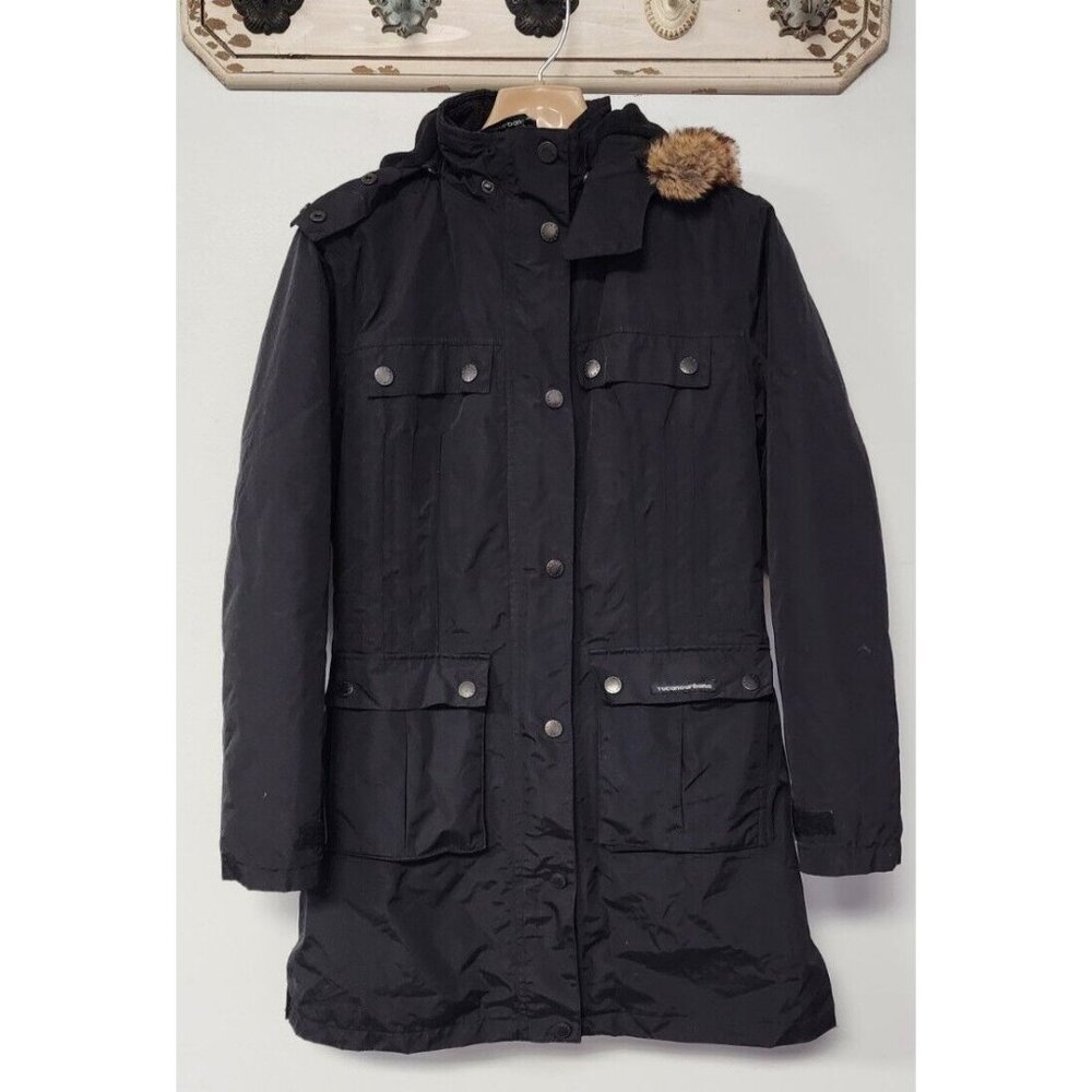 Tucano Urbano Black Winter Coat Hood Snap & Zip Closure Multiple Pockets Large